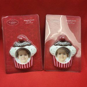 Magnetic Refrigerator Picture Frame Cupcake St Nicholas Square Set of 2